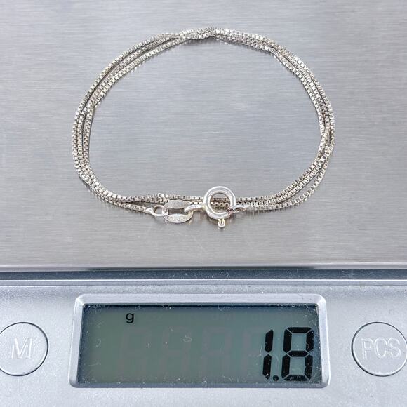 AGI Box Chain Necklace | Italian Vintage Sterling Silver 925 | 16" - Picture 4 of 4